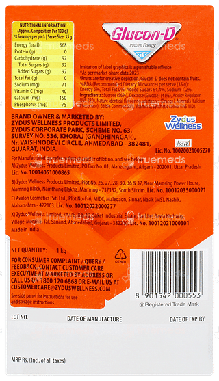 Glucon D Tangy Orange Flavour Refill 1kg