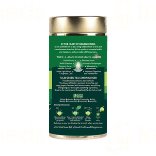 Organic India Tulsi Green Tea Lemon Ginger 100 Gm