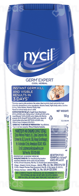 Nycil Germ Expert Cool Herbal Prickly Heat Powder 150Gm