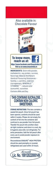 Ensure High Protein Vanilla Flavour Powder 200Gm Ensure High Protein Vanilla Flavour Powder 200Gm