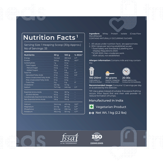Nutrabay Pure Isolate Whey Protein Unflavoured Powder 1kg