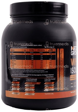Megagrow Isolate Chocolate Flavour Whey Protein Powder 1Kg