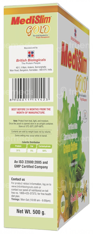 Medislim Gold Vanilla Flavour Powder 500Gm