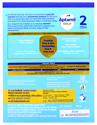 Aptamil Gold 2 From 6 To 12 Months Follow Up Formula Powder 400gm