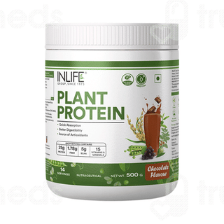 Inlife Vegan Plant Chocolate Flavour Protein Powder 500Gm