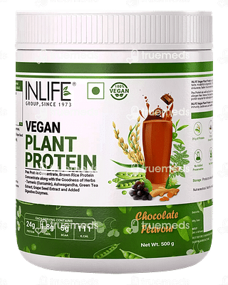 Inlife Vegan Plant Chocolate Protein Powder 500 GM