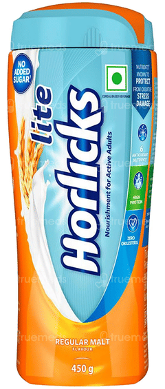 Horlicks Lite Badam Flavour No Added Sugar Refill 450Gm