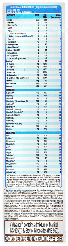 Vidavance Vanilla Flavour Zero Sucrose Refill Powder 400gm