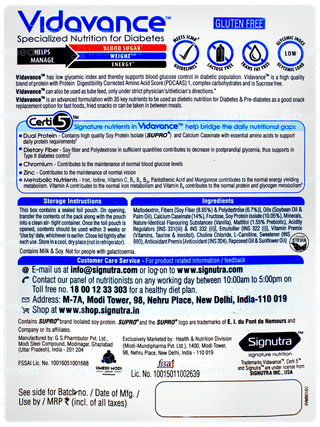 Vidavance Vanilla Flavour Zero Sucrose Refill Powder 400gm