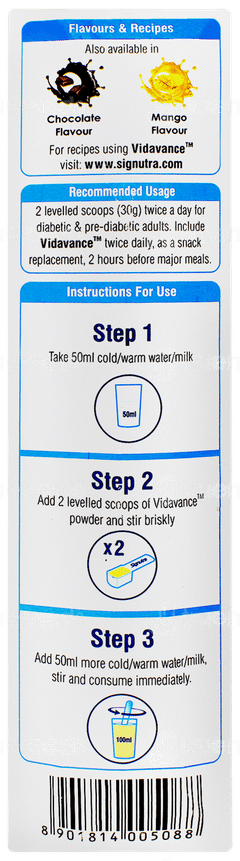 Vidavance Vanilla Flavour Zero Sucrose Refill Powder 400gm