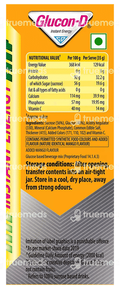 Glucon D Instant Energy Mango Blast Flavour Powder 1kg With Sipper Free