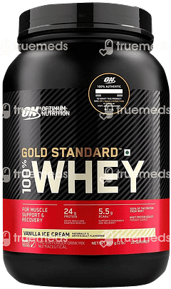 OPTIMUM NUTRITION GOLD STANDARD VANILLA ICECREAM 100% WHEY PROTEIN POWDER 907 GM