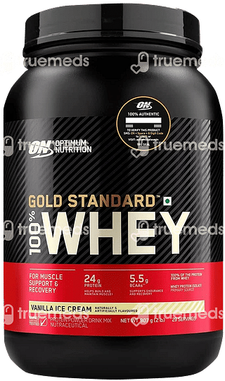 Optimum Nutrition Gold Standard Vanilla Icecream 100% Whey Protein Powder 907 GM