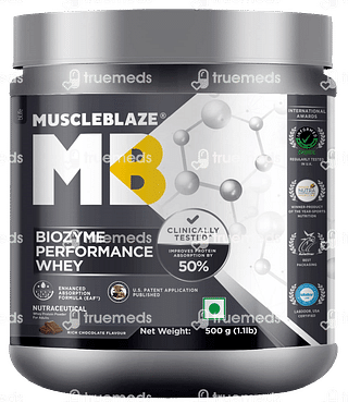 Muscleblaze Mb Biozyme Performance Whey Rich Chocolate Flavour Protein Powder 500 GM