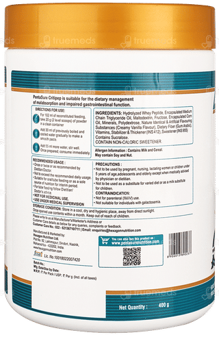 Pentasure Critipep Vanilla Flavour Sucrose Free Powder 400Gm