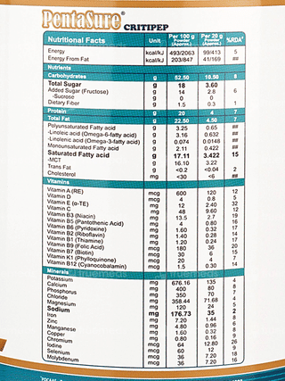 Pentasure Critipep Vanilla Flavour Sucrose Free Powder 400Gm