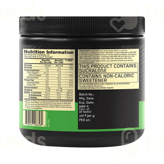 Optimum Nutrition (on) Instantized Bcaa 5000 Green Apple Flavour Zero Added Sugar Powder Jar 250gm