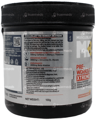 Muscleblaze Pre Workout 200 Xtreme Fruit Punch Flavour Powder 100 GM