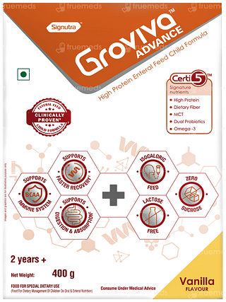 Groviva Advanced Vanilla Flavour Zero Sucrose Powder 400gm