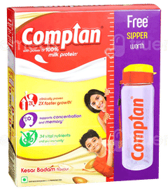 COMPLAN KESAR BADAM FLAVOUR REFILL POWDER 500GM WITH SIPPER FREE