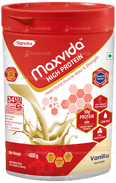 Maxvida High Protein Vanilla Flavour Zero Added Sugars Powder 400gm