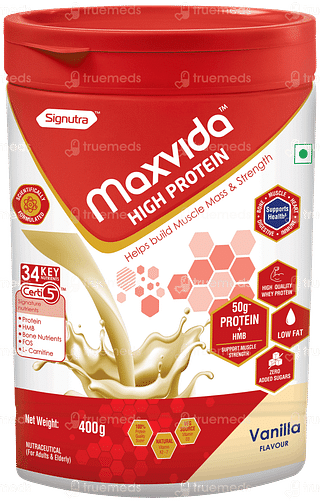 Maxvida High Protein Vanilla Flavour Zero Added Sugars Powder 400gm