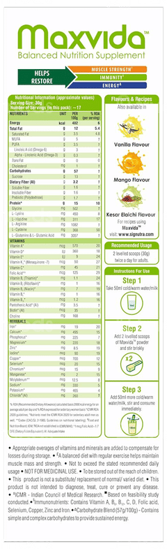 Maxvida Chocolate Flavour Refill Powder 500Gm