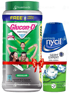 Glucon D Regular Powder 1000gm With Nycil Germ Expert Cool Herbal Powder 150gm Free