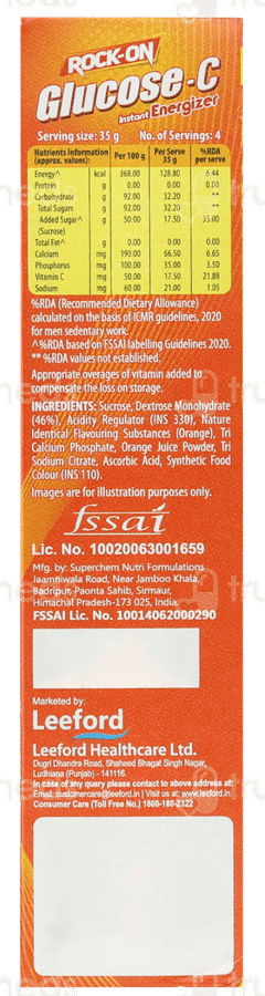 Rock On Glucose C Orange Flavour Powder 150 Gm