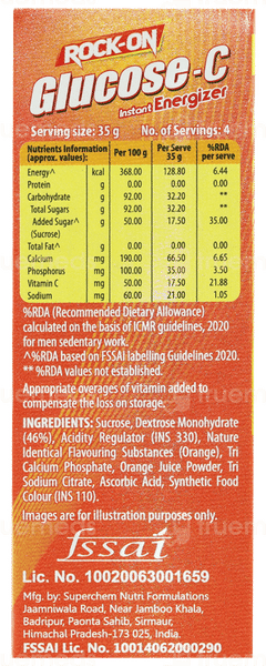 Rock On Glucose C Orange Flavour Powder 150 Gm