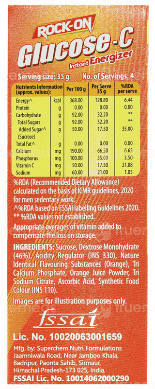 Rock On Glucose C Orange Flavour Powder 150 Gm