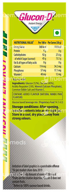 Glucon D Nimbu Pani Flavour Refill 1kg With Sipper Free