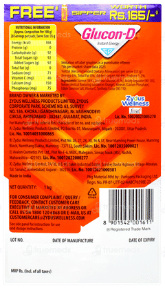 Glucon D Tangy Orange Flavour 1kg With Sipper Bottle Free