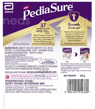 Pediasure New Vanilla Flavour Refill Powder 200Gm