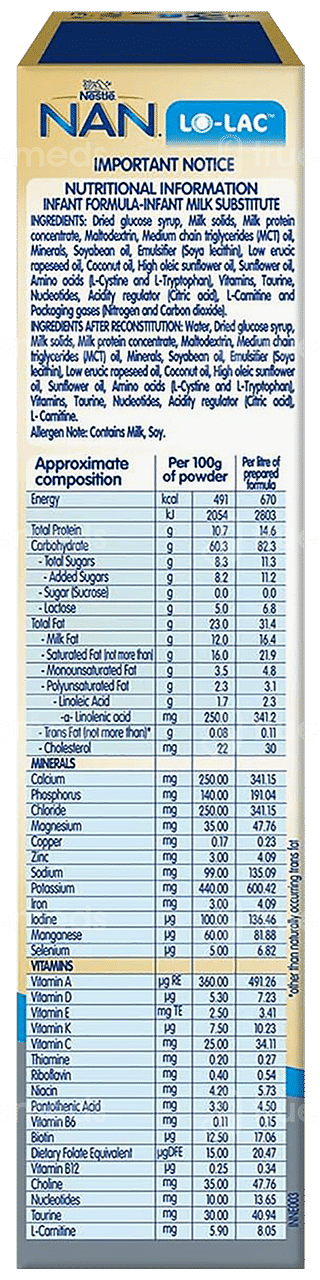 Nestle Nan Lo Lac Infant Formula Refill Powder 400gm