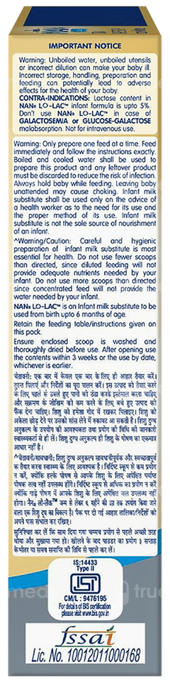 Nestle Nan Lo Lac Infant Formula Refill Powder 400gm