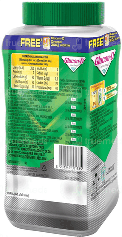 Glucon D Regular Powder 1000Gm With Free Glucon D Orange 300Gm