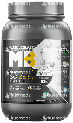 Muscleblaze Biozyme Iso Zero Low Carb Ice Cream Chocolate Flavour Powder 1000gm Muscleblaze Biozyme Iso Zero Low Carb Ice Cream Chocolate Flavour Powder 1000gm