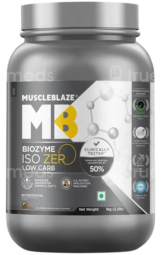 Muscleblaze Biozyme Iso Zero Low Carb Ice Cream Chocolate Flavour Powder 1000Gm