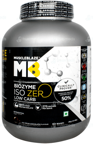 Muscleblaze Biozyme Iso Zero Low Carb Ice Cream Chocolate Flavour Powder 2kg