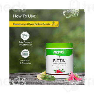 Oziva Plant Based Biotin 10000mcg Lemon Flavour For Stronger Hair And Healthier Skin Powder 125gm