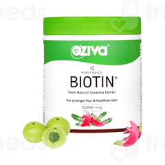 Oziva Plant Based Biotin 10000mcg Lemon Flavour For Stronger Hair And Healthier Skin Powder 125gm Oziva Plant Based Biotin 10000mcg Lemon Flavour For Stronger Hair And Healthier Skin Powder 125gm