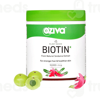 Oziva Plant Based Biotin 10000mcg Lemon Flavour For Stronger Hair And Healthier Skin Powder 125gm