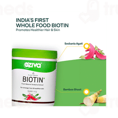Oziva Plant Based Biotin 10000mcg Lemon Flavour For Stronger Hair And Healthier Skin Powder 125gm Oziva Plant Based Biotin 10000mcg Lemon Flavour For Stronger Hair And Healthier Skin Powder 125gm