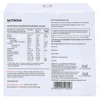 Nutrova Collagen + Antioxidants Cranberry Flavour 12Gm Pack Of 30 Sachet