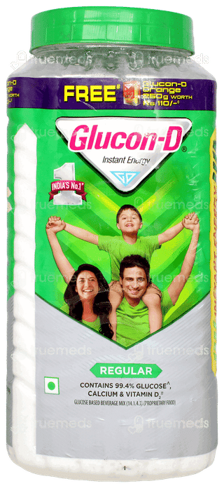 Glucon D Regular Powder 1000gm With Free Glucon D Orange 250gm