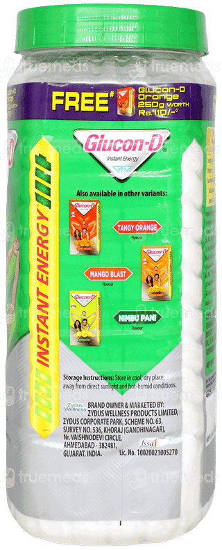 Glucon D Regular Powder 1000gm With Free Glucon D Orange 250gm
