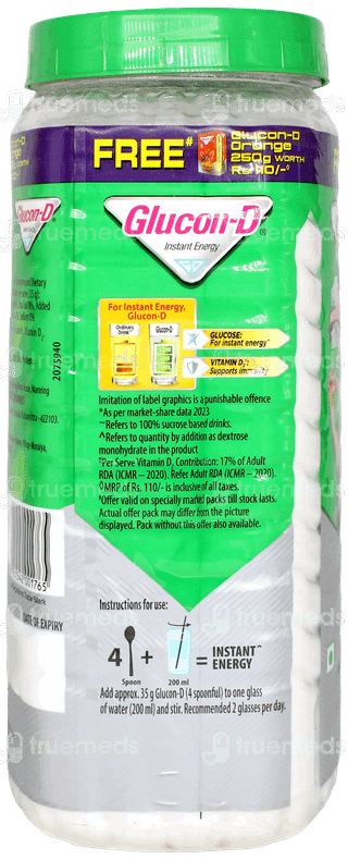 Glucon D Regular Powder 1000gm With Free Glucon D Orange 250gm
