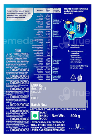 Junior Horlicks Vanilla Flavour Refill Powder 500Gm