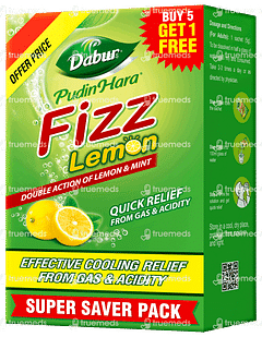 Dabur Pudin Hara Fizz Lemon Sachet 5gm Buy 5 Get 1 Free